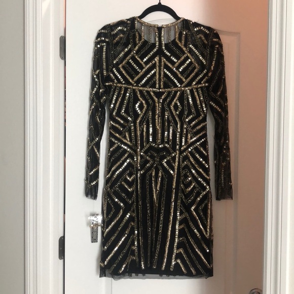 Sequin cocktail dress black and Gold :Gianni Bini - Picture 2 of 4